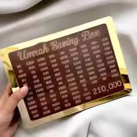 Premium Wooden Umrah Saving Box – 210,000 PKR Goal