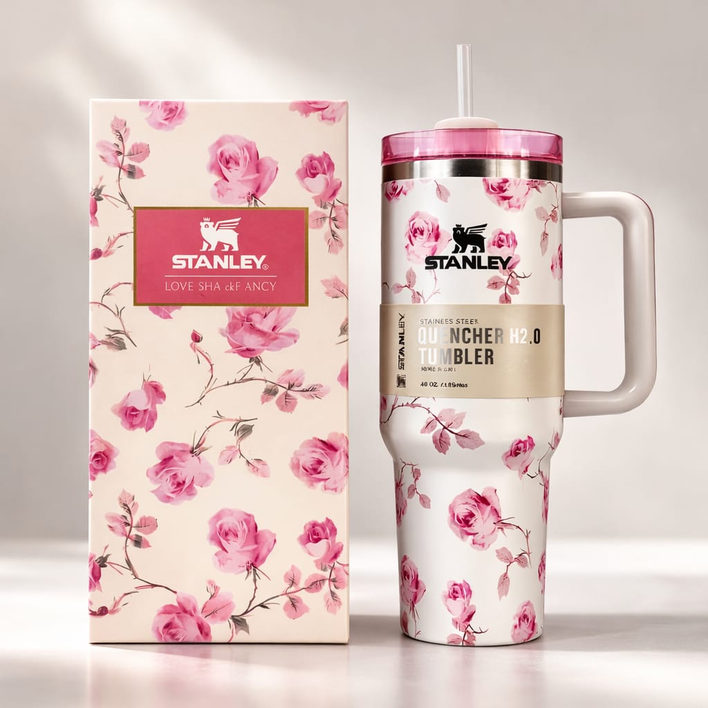 40oz Insulated Tumbler with Handle & Straw