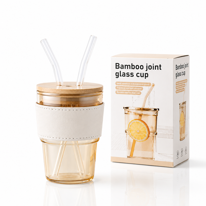 Premium Amber Glass Coffee Tumbler 400ml | Travel Mug