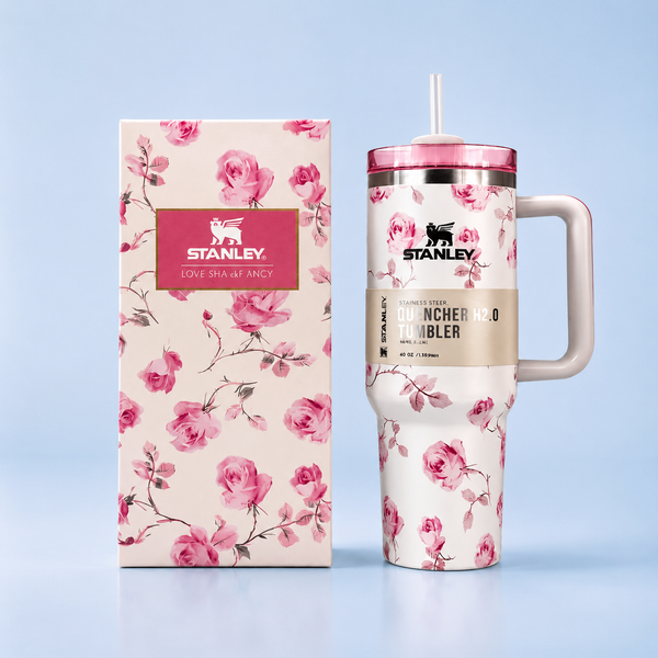 40oz Insulated Tumbler with Handle & Straw