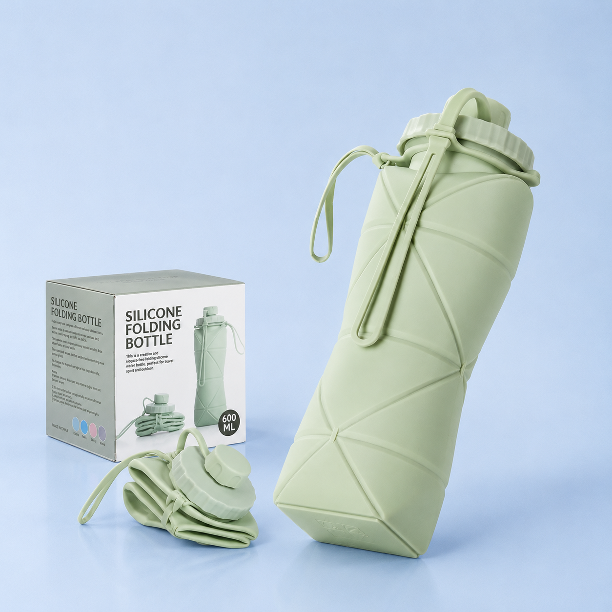 600ml Silicone Foldable Water Bottle